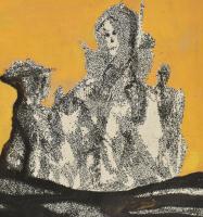 Berkics Miklós (1953-), soproni művész: Villon illusztráció. Vegyes technika, papír, jelzett. Paszpa...