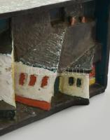 Csekovszky Árpád (1931-1997): Szentendrei városrészlet, kerámia fali dombormű, jelzett, kis lepattan...