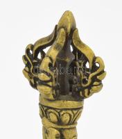 Tibeti lámacsengő vadzsrával, tibeti jelzett meditációs eszköz bronz, m: 16 cm, h: 9,5 cm