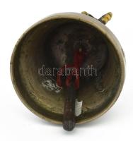 Tibeti lámacsengő vadzsrával, tibeti jelzett meditációs eszköz bronz, m: 16 cm, h: 9,5 cm