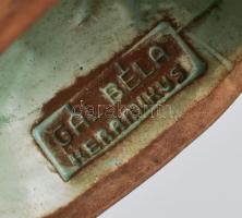 Gál Béla: Hal. Türkizszínű mázzal festett, jelzett, kis mázrepedéssel, m: 15 cm