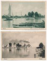 Siófok, csónak kikötő és Jacht klub - 2 db régi képeslap / 2 pre-1945 postcards