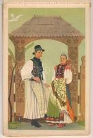 Erdély Örök Egyetlen Miénk! - 12 db régi erdélyi irredenta művészlap egy képeslapfüzetben Gebhardt é...