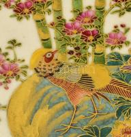 Satsuma madármintás tál, Meiji-korszak, jelzéssel, kézzel festett, hibátlan, d: 15,5 cm