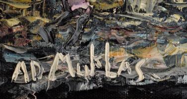 Olvashatatlan jelzéssel: Alakok. Olaj, vászon. Dekoratív fakeretben. 30×40 cm