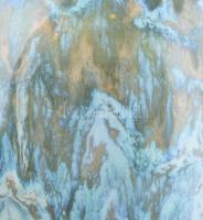 Zsolnay kőporcelán váza. Csurgatott kulé mázzal. Kézzel festett, jelzett, szájperemén minimális mázl...