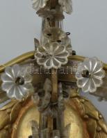 Velencei jellegű réz falikar, üveg díszítésekkel, csorbával, repedéssel, h: 32 cm