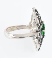 Ezüst (Ag) zöld köves gyűrű, jelzett, m: 60. bruttó:9,32g