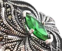 Ezüst (Ag) zöld köves gyűrű, jelzett, m: 60. bruttó:9,32g