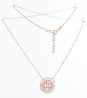 Ezüst(Ag) nyaklánc köves középrésszel, jelzett, h: 42 cm, bruttó: 3,1 g