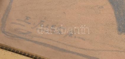 Edvi Illés Aladár (1870-1958): Kunyhó. Ceruza, karton, jelzett, foltokkal, üvegezett, sérült, keretb...