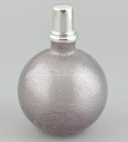 Gömb formájú, buborékos üveg italtartó, kupakkal, m: 15 cm