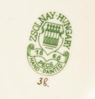 3 db Zsolnay porcelán tálka, klf mintával. Kézzel festett, jelzett, hibátlan. 6 cm, 7 cm, 11 cm