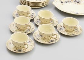 Zsolnay búzavirág mintás mokkás készlet + süteményes készlet + bonbonier (10,5x10,5 cm) + 2 darab vá...