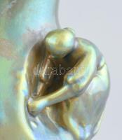 Zsolnay eozin mázas kiöntő, lánykákkal. Jelzett, kis mázhibákkal. 16 cm