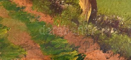 Olvashatatlan jelzéssel: Hazafelé. Olaj, karton. 25×35 cm