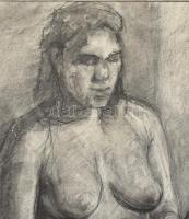 Szőnyi I. jelzéssel (jobbra lent): Női akt. Szén, papír. Kissé sérült. Fakeretben, 85×59,5 cm
