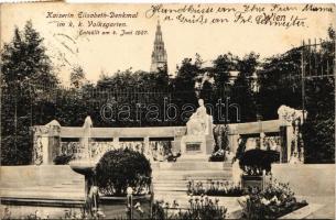 1908 Wien, Vienna, Bécs; Kaiserin Elisabeth-Denkmal im k.k. Volksgarten / Erzsébet királyné (Sissi) szobor / statue of Empress Elisabeth of Austria (Sisi) (EK)