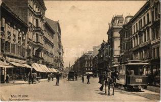 Wien, Vienna, Bécs; Mariahilferstrasse / street view, tram, shops. B.K.W.I. 81. (EK)