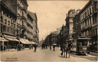 Wien, Vienna, Bécs; Mariahilferstrasse / street view, tram, shops. B.K.W.I. 81. (EK)