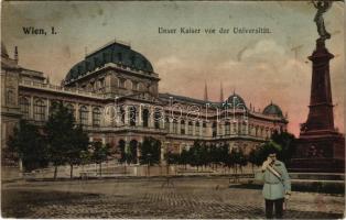 Wien, Vienna, Bécs; Unser Kaiser vor der Universität / university, montage with Franz Joseph I of Austria. B.K.W.I. 110-9. (fl)