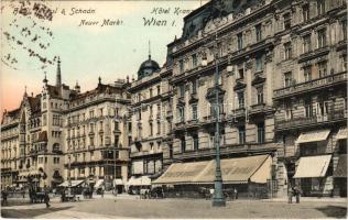 1915 Wien, Vienna, Bécs; Hotel Meissl &amp; Schadn, Neuer Markt, Hotel Kranz / hotels, market, shops (EK)