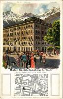 Innsbruck (Tirol), Hotel Kreid advertisement card and map s: Reisch (non PC) (small tear)