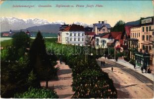 Gmunden, Esplanade u. Franz Josefs Platz / street view, square, confectionery (EK)