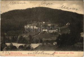 1905 Mürzzuschlag (Steiermark), Hotel Lambach und Villen / hotel, villas, bridge (Rb)