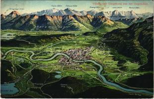 1915 Villach (Kärnten), und Umgebung aus der Vogelschau / general view (fa)