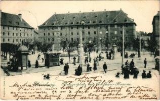 1897 (Vorläufer!) Strasbourg, Strassburg; Metzgerplatz mit Artillerie-Kaserne / square, artillery barracks (EK)