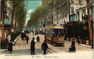 1911 Nice, Nizza; Avenue de la Gare / street view, tram