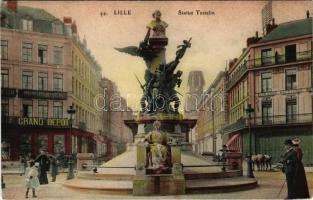 Lille, Statue Testelin / statue, monument, shops (EK)