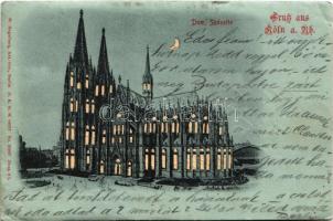 1906 Köln, Cologne; Dom, Südseite / cathedral at night. hold to light (wet damage)