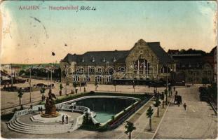 1911 Aachen, Hauptbahnhof / railway station (worn corners)