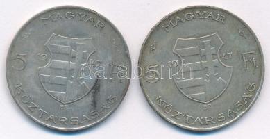 1947. 5Ft Ag "Kossuth" (2x) T:F patina Adamo F8.1