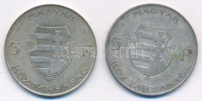 1947. 5Ft Ag "Kossuth" (2x) T:F patina Adamo F8.1