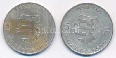 1947. 5Ft Ag "Kossuth" (2x) T:F patina Adamo F8.1