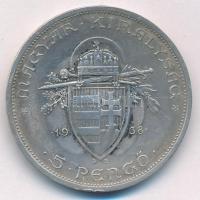 1938. 5P Ag "Szent István" T:XF patina, karc Adamo P8.1