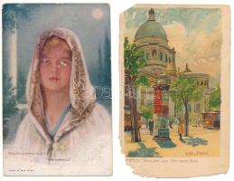 40 db RÉGI művész képeslap vegyes minőségben / 40 pre-1945 art motive postcards in mixed quality