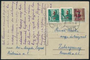 1946 (8. díjszabás) Távolsági levelezőlap 3 bélyeggel Szegedről Zalaegerszegre