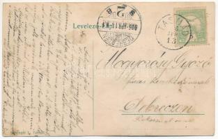 1906 Tasnád, Piac tér, Református templom. Löwinger L. kiadása / market square, Calvinist church (áz...