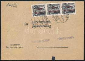 1946 (15. díjszabás) Nyomtatvány 3 bélyeggel "KÖRÖSHEGY"