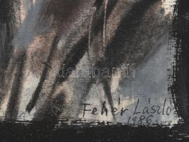 Fehér László (1953-): Viharos táj. Akvarell, papír. Jelzett. 37x50 cm Üvegezett keretben