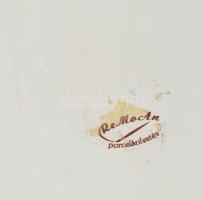 Remoan porcelánfestés: Kétfüles fedeles váza, matricás és kézzel festett díszítéssel, jelzéssel, kis...