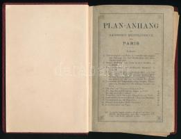 cca 1900-1910 Plan-Anhang zu Baedeker's Reisehandbuch für Paris. (Párizs utcajegyzék és térkép). 38 p. + 9 t. (kétoldalas ill. kihajtható, színes térképek). Német nyelven. Egészvászon-kötésben.