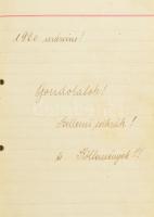 1920 &quot;Gondolatok! Szellemi szikrák!! és Költemények!!!&quot;, kézzel írt feljegyzések füzetben (vastag füzet, 3 lap híján teleírva)