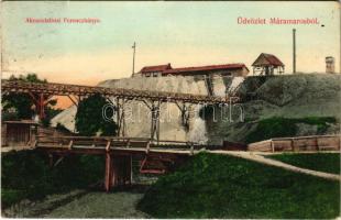 1911 Aknaszlatina, Akna Slatina, Slatinské Doly, Szolotvino, Solotvyno; Üdvözlet Máramarosból, Ferenc bánya, iparvasút. Berger Miksa kiadása / Greetings from Maramures, mine, industrial railway (r)