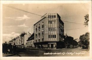 Szatmárnémeti, Satu Mare; Gr. Csáky I. sugárút, Fehér Lajos cipész üzlete / boulevard street, shoemaker shop