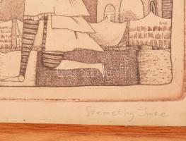 Szemethy Imre (1945-): Absztrakt kompozíció. Rézkarc, papír, jelzett,. Üvegezett fakeretben. 29x38 c...